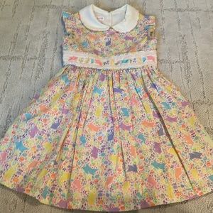 Bonnie Jean Easter Bunny Smocked Dress, Sz. 6, Peter Pan Collar